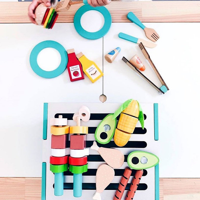 英國 JoJo Maman BeBe 優質玩具/益智/家家酒/角色扮演玩具_實木系列_串串燒烤_JJD6128