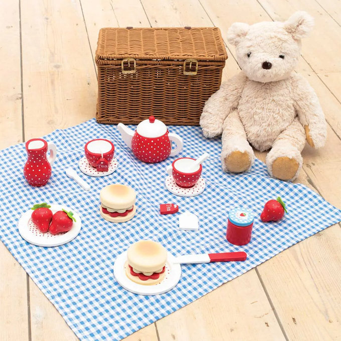 英國 JoJo Maman BeBe 優質玩具/益智/家家酒/角色扮演玩具_實木系列_草莓野餐組_JJD9134