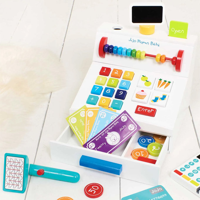 英國 JoJo Maman BeBe 優質玩具/益智/家家酒/角色扮演玩具_實木系列_收銀機_JJD9879