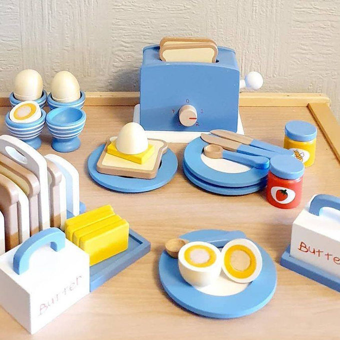 英國 JoJo Maman BeBe 優質玩具/益智/家家酒/角色扮演玩具_實木系列_美味早餐_JJE2947