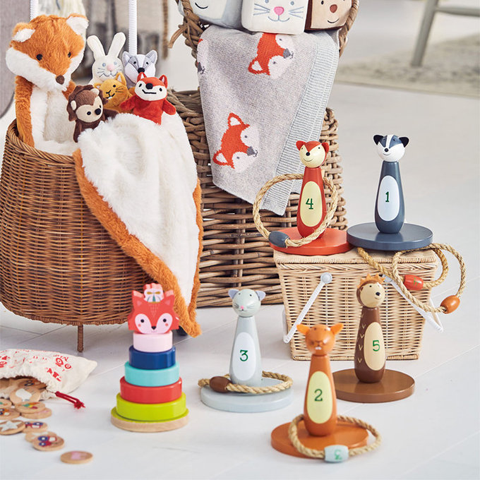 英國 JoJo Maman BeBe 超優質/益智/積木/五感玩具_實木系列_叢林樂園套圈圈_JJE2525