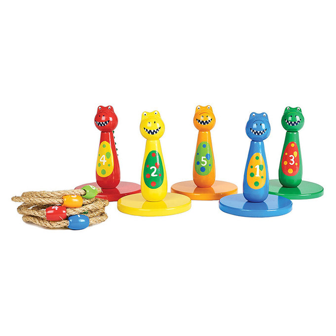 英國 JoJo Maman BeBe 超優質/益智/積木/五感玩具_實木系列_恐龍套圈圈_JJE2477