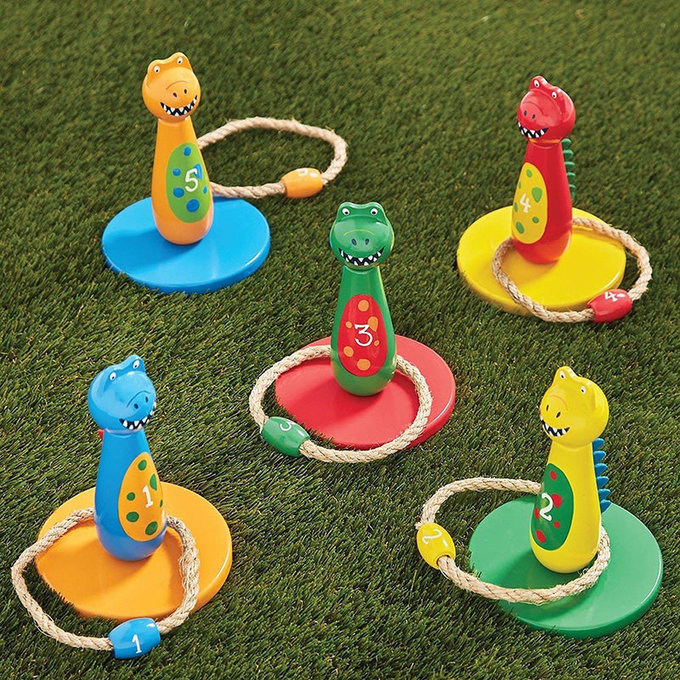 英國 JoJo Maman BeBe 超優質/益智/積木/五感玩具_實木系列_恐龍套圈圈_JJE2477