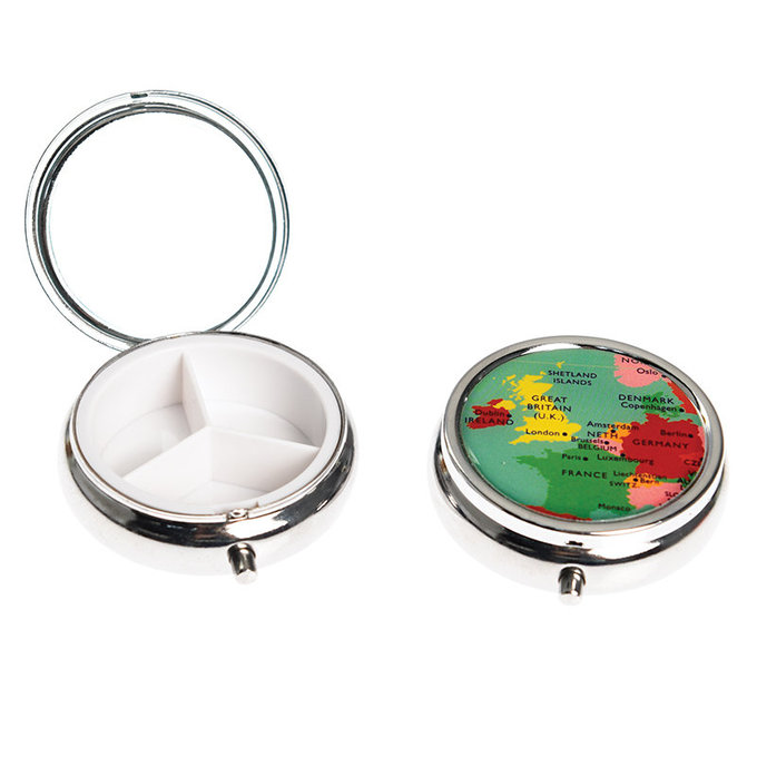 英國 Rex London 三格藥盒(含鏡子)_世界地圖_RL28243