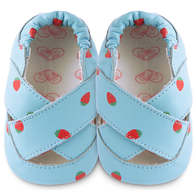 英國 shooshoos 健康無毒真皮手工鞋/學步鞋/嬰兒鞋_草莓之吻涼鞋_101006 