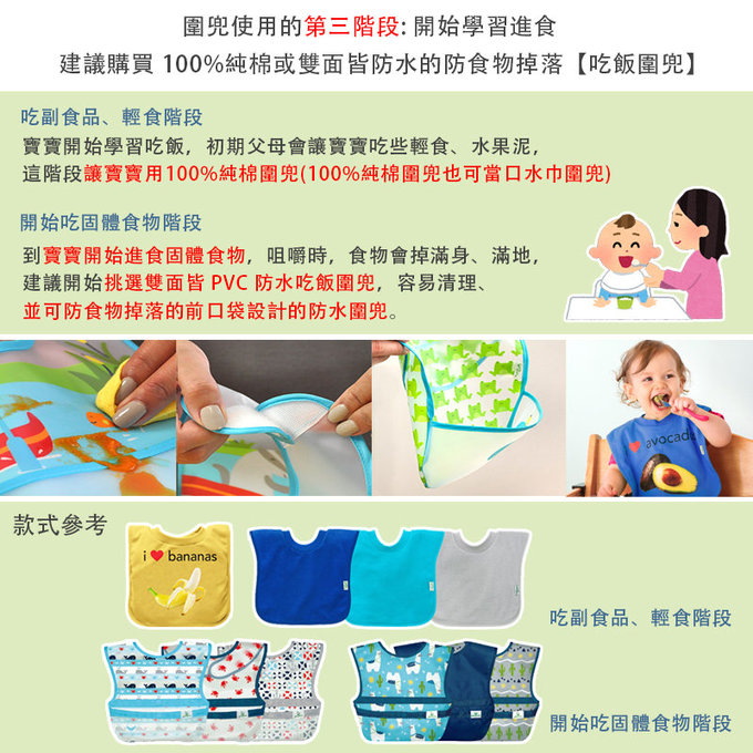 美國 green sprouts 小綠芽 魔鬼氈雙面防水/防食物掉落長袖圍兜單入組 _汽車世界_GS101357AC