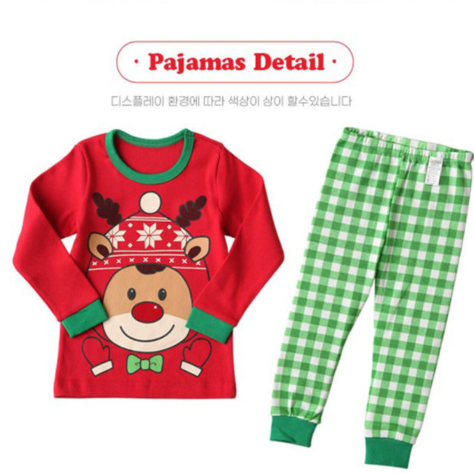 正韓 Puco 超優質嬰幼兒/兒童長袖100% 有機純棉家居服/睡衣_紅帽麋鹿_PC21-022(小童款)