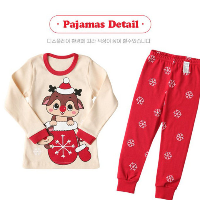 正韓 Puco 超優質嬰幼兒/兒童長袖100% 有機純棉家居服/睡衣_聖誕麋鹿_PC21-024(小童款)