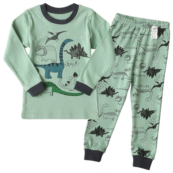 正韓 Puco 超優質嬰幼兒/兒童長袖有機棉家居服/睡衣_恐龍塗鴉_PC21-032