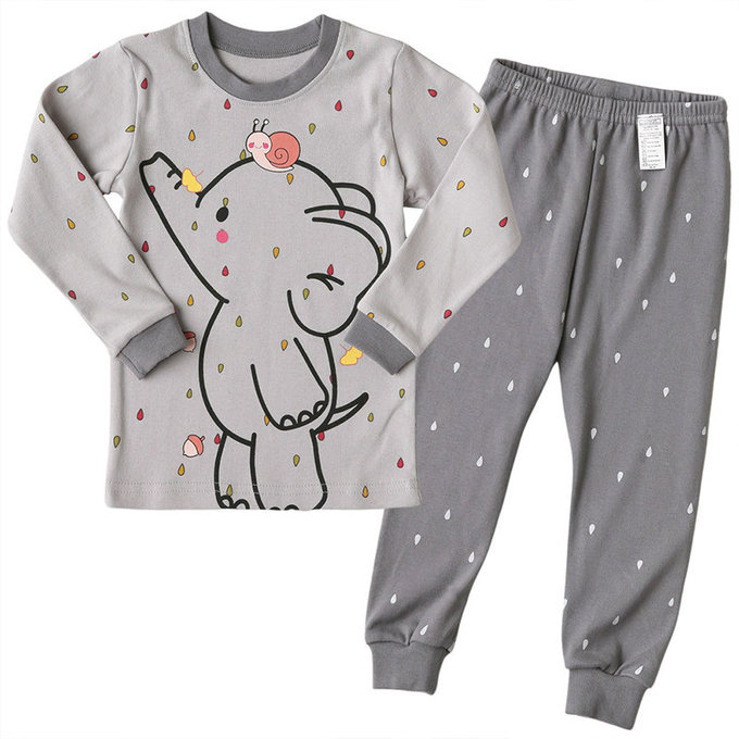 正韓 Puco 超優質嬰幼兒/兒童長袖有機棉家居服/睡衣_大象寶寶_PC21-033