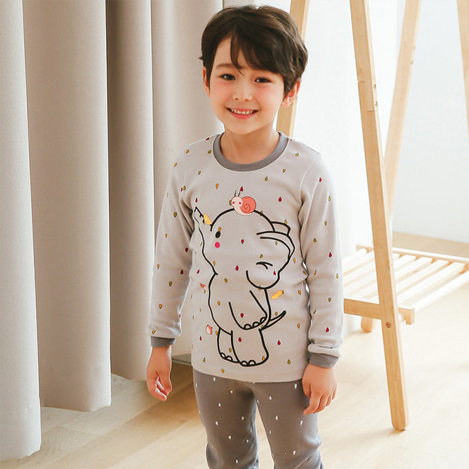 正韓 Puco 超優質嬰幼兒/兒童長袖有機棉家居服/睡衣_大象寶寶_PC21-033