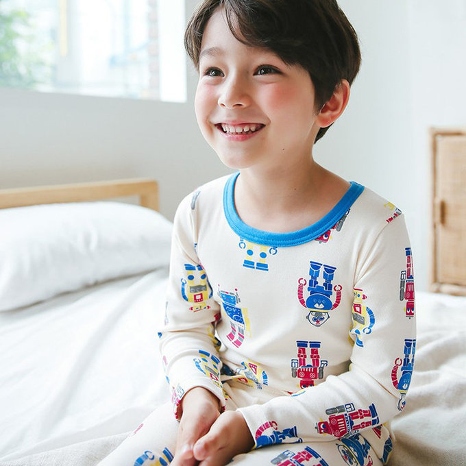正韓 Puco 超優質嬰幼兒/兒童長袖有機棉家居服/睡衣_機器人_PC21-035