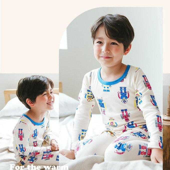 正韓 Puco 超優質嬰幼兒/兒童長袖有機棉家居服/睡衣_機器人_PC21-035
