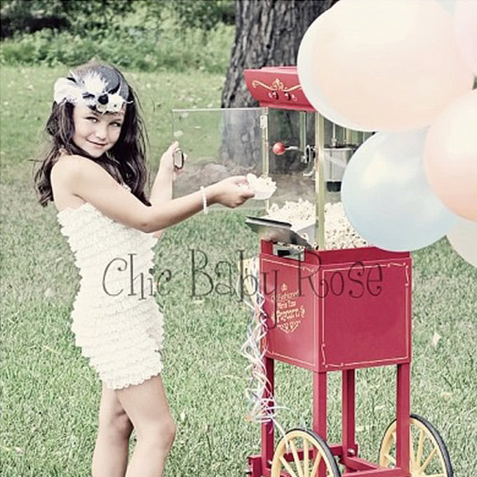 美國Chic Baby Rose 純手工蕾絲連身裝_米白