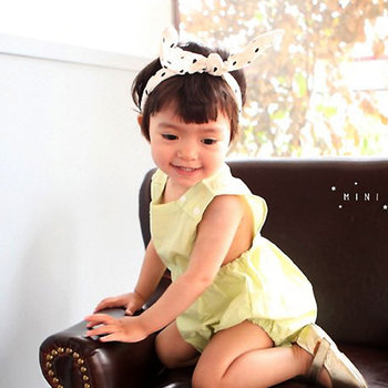 韓國 Mini Dressing 時尚可愛兔耳朵造型髮帶_米白點點 (MDA001)-