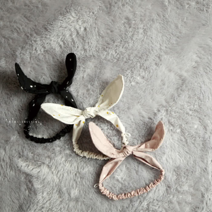 韓國 Mini Dressing時尚可愛兔子耳朵造型髮帶_黑白點點 (MDA005)