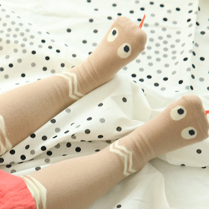 韓國 Mini Dressing 嬰幼兒/小童及膝襪/長襪_杏色小蛇 (MDS017-1)