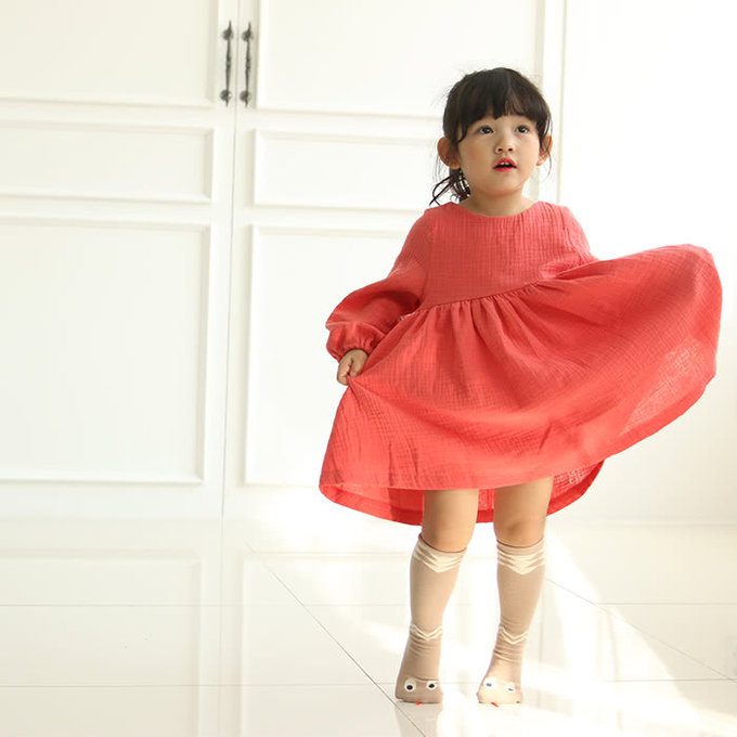 韓國 Mini Dressing 嬰幼兒/小童及膝襪/長襪_杏色小蛇 (MDS017-1)