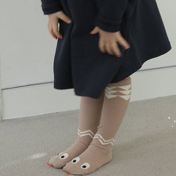 韓國 Mini Dressing 嬰幼兒/小童及膝襪/長襪_杏色小蛇 (MDS017-1)-韓國,Mini Dressing,小孩襪子,小童長襪,兒童長襪,小童短襪,小孩內搭褲