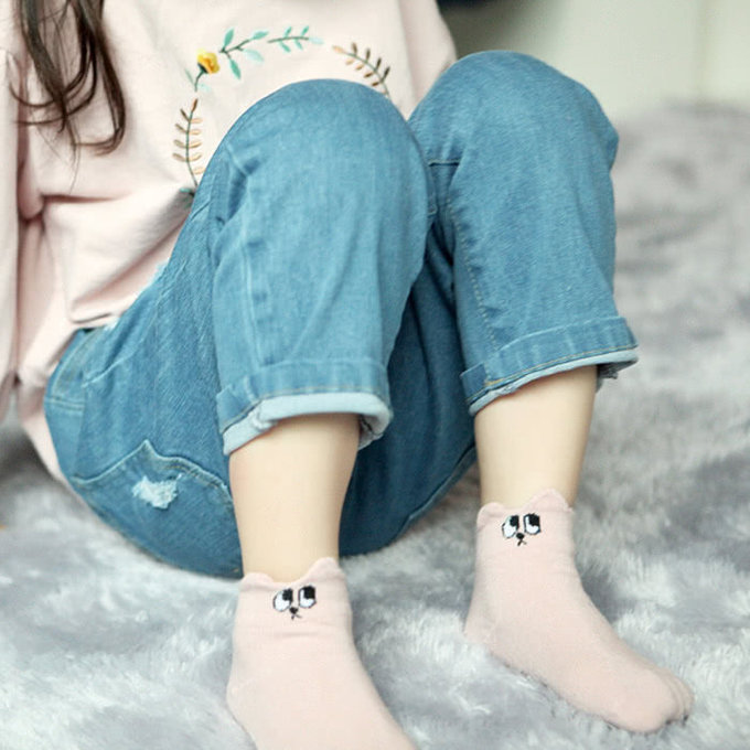 韓國 Mini Dressing 嬰幼兒/小童短襪兩入組_粉白小兔 (MDS018)