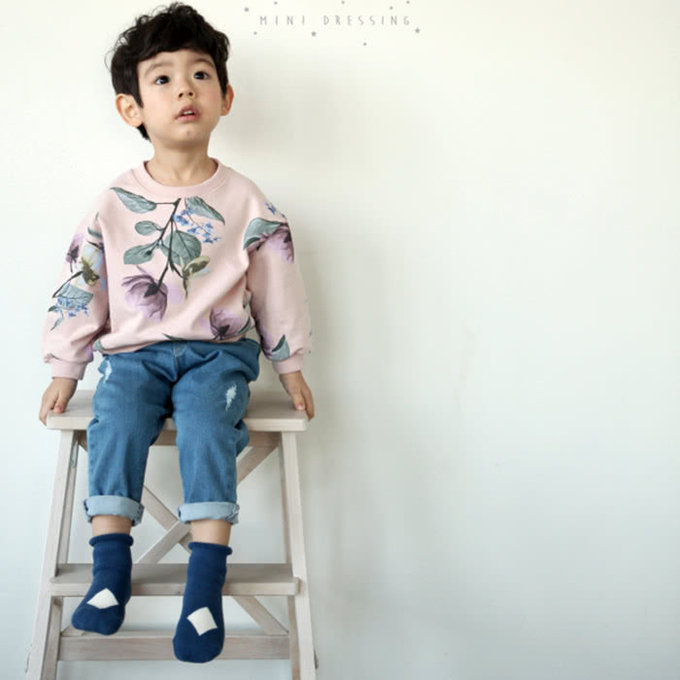 韓國 Mini Dressing 嬰幼兒/小童短襪_藍色菱形 (MDS023)