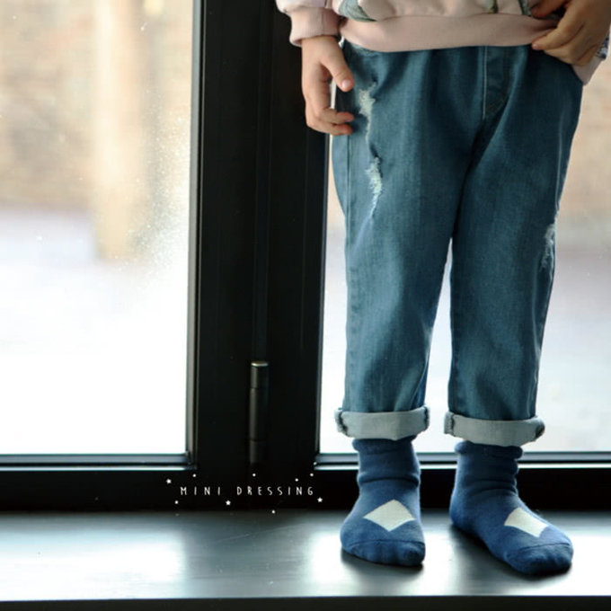 韓國 Mini Dressing 嬰幼兒/小童短襪_藍色菱形 (MDS023)