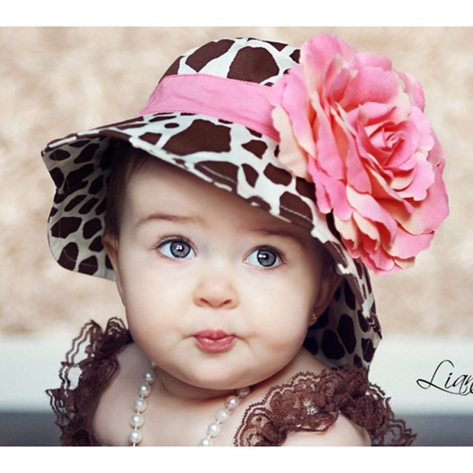 美國 Fancy That Hat 大花抗UV防曬遮陽帽_長頸鹿紋/粉橘玫瑰 (FTH14)