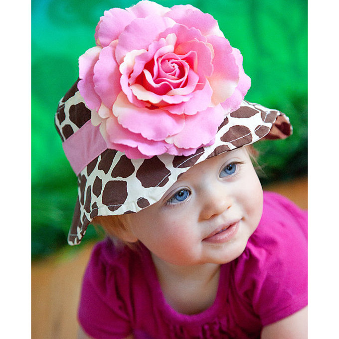 美國 Fancy That Hat 大花抗UV防曬遮陽帽_長頸鹿紋/粉橘玫瑰 (FTH14)