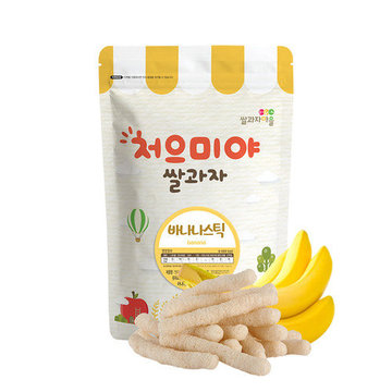 【CyberBuy】韓國 SSALGWAJA 米餅村–寶寶糙米棒-香蕉(40g/包)-