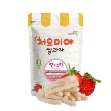【CyberBuy】韓國 SSALGWAJA 米餅村–寶寶糙米棒-草莓(40g/包)-