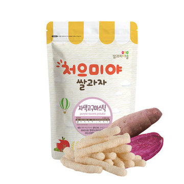 【CyberBuy】韓國 SSALGWAJA 米餅村–寶寶糙米棒-甜紫薯(40g/包)-