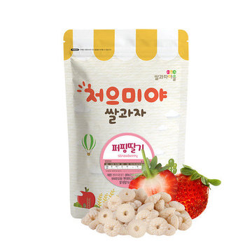 【CyberBuy】韓國 SSALGWAJA 米餅村–寶寶糙米圈圈-草莓(50g/包)-