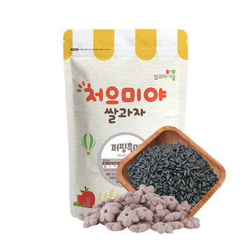 【CyberBuy】韓國 SSALGWAJA 米餅村–寶寶糙米圈圈-黑米(50g/包)-