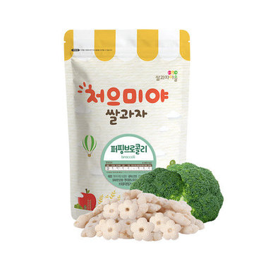【CyberBuy】韓國 SSALGWAJA 米餅村–寶寶糙米圈圈-花椰菜(50g/包)-