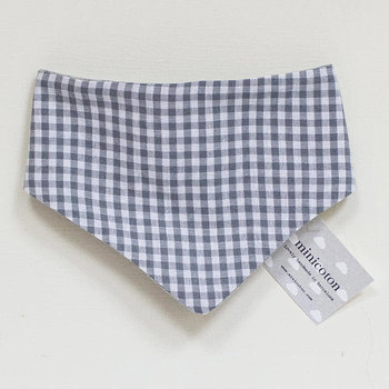 西班牙 Minicoton 棉質三角巾/圍兜單入組 _灰白格紋 (MCPM004)-