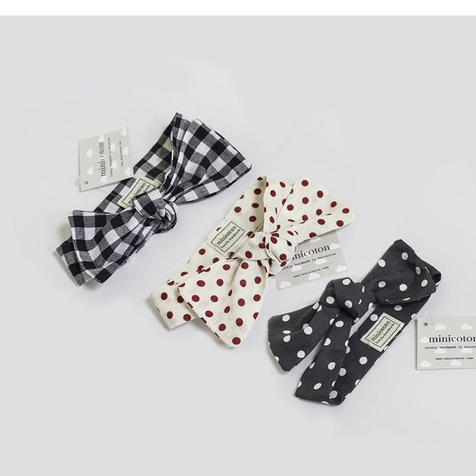 西班牙 Minicoton 棉質髮帶單入組 _ 黑底白點 (MCLM002)