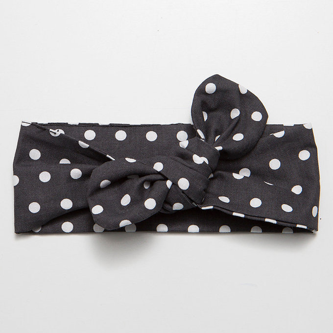 西班牙 Minicoton 棉質髮帶單入組 _ 黑底白點 (MCLM002)