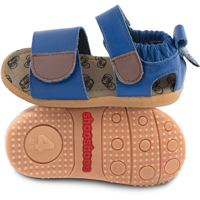 英國 shooshoos 安全無毒真皮手工涼鞋/童鞋_寶藍開放式涼鞋(102005)