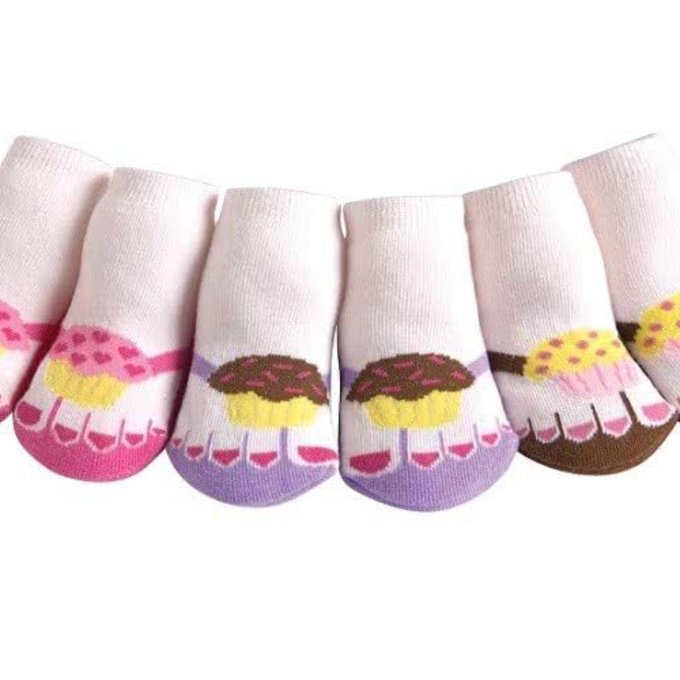 美國 Jazzy Toes 時尚造型棉襪/止滑襪/假鞋襪/嬰兒襪_三入禮盒組_杯子蛋糕組(JT3-02)