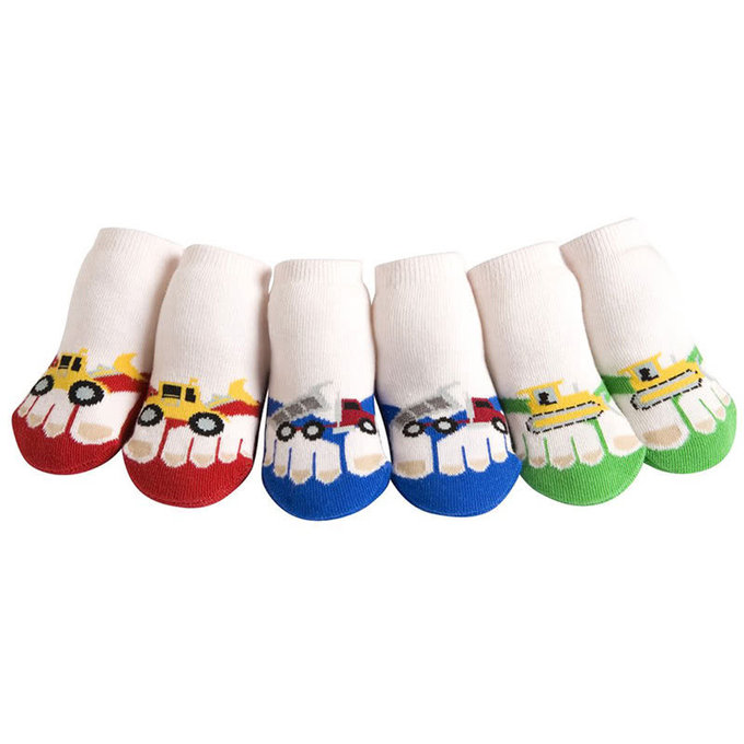 美國 Jazzy Toes 時尚造型棉襪/止滑襪/假鞋襪/嬰兒襪_三入禮盒組_工程車組(JT3-03)