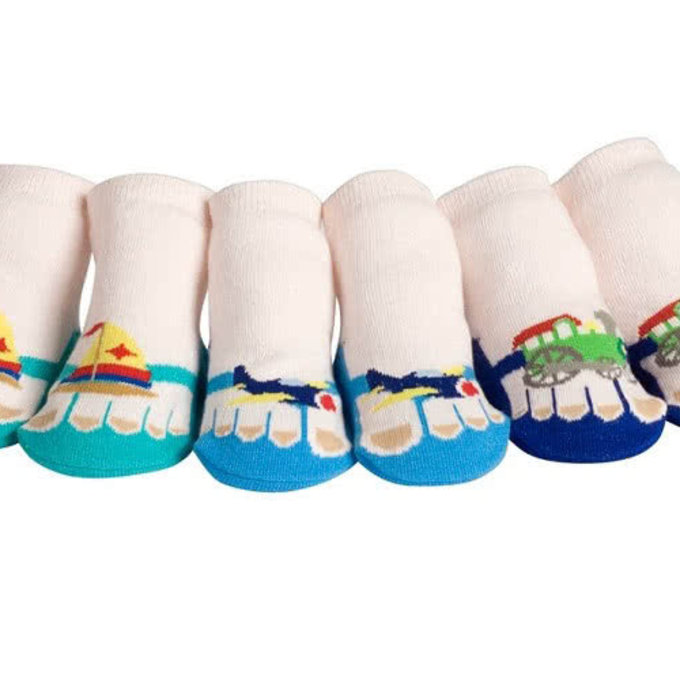 美國 Jazzy Toes 時尚造型棉襪/止滑襪/假鞋襪/嬰兒襪_三入禮盒組_交通工具組(JT3-06)