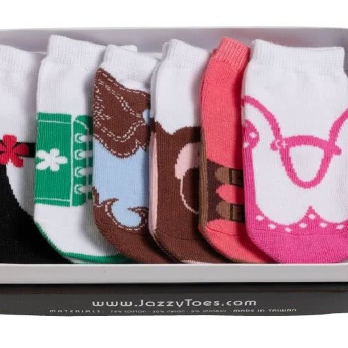 美國 Jazzy Toes 時尚造型棉襪/止滑襪/假鞋襪/嬰兒襪_六入禮盒組_女款綜合造型襪 (JT6-17)