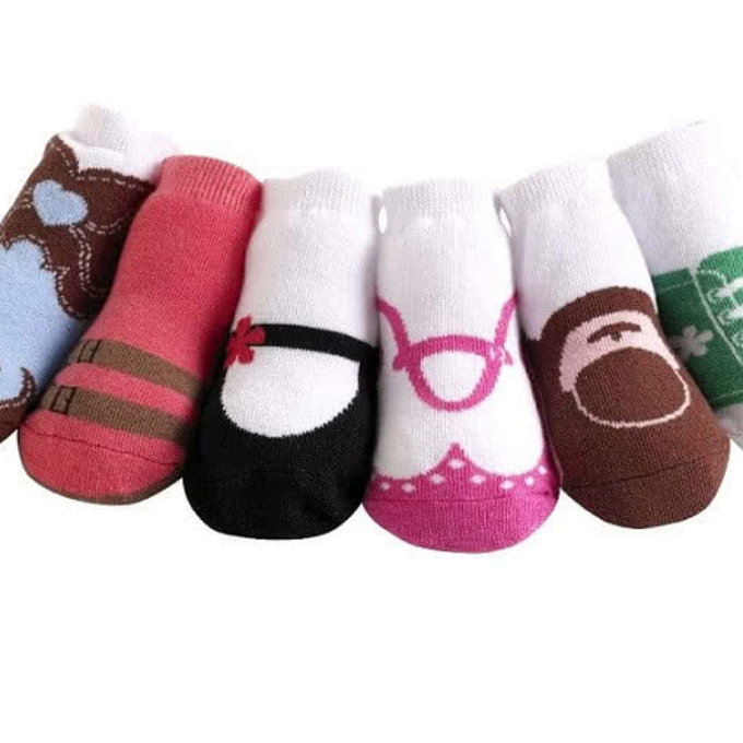 美國 Jazzy Toes 時尚造型棉襪/止滑襪/假鞋襪/嬰兒襪_六入禮盒組_女款綜合造型襪 (JT6-17)