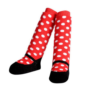 美國 Jazzy Toes 時尚造型棉襪單入組_俏皮點點紅襪(JTNH-02)-