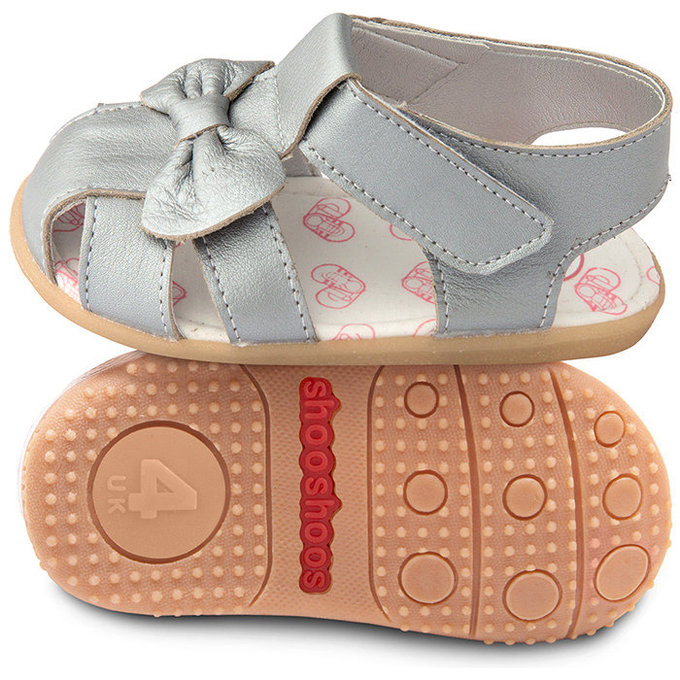 英國 shooshoos 安全無毒真皮手工涼鞋/童鞋_銀蝴蝶(102025)