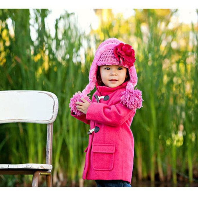 美國Jamie Rae 100%純棉帽_糖果粉保暖棉帽+亮眼覆盆子玫瑰 (JRWHR03)