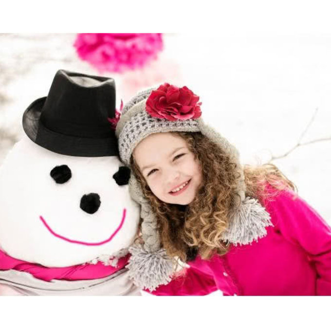 美國Jamie Rae 100%純棉帽_灰色保暖棉帽+亮眼覆盆子玫瑰 (JRWHR06)