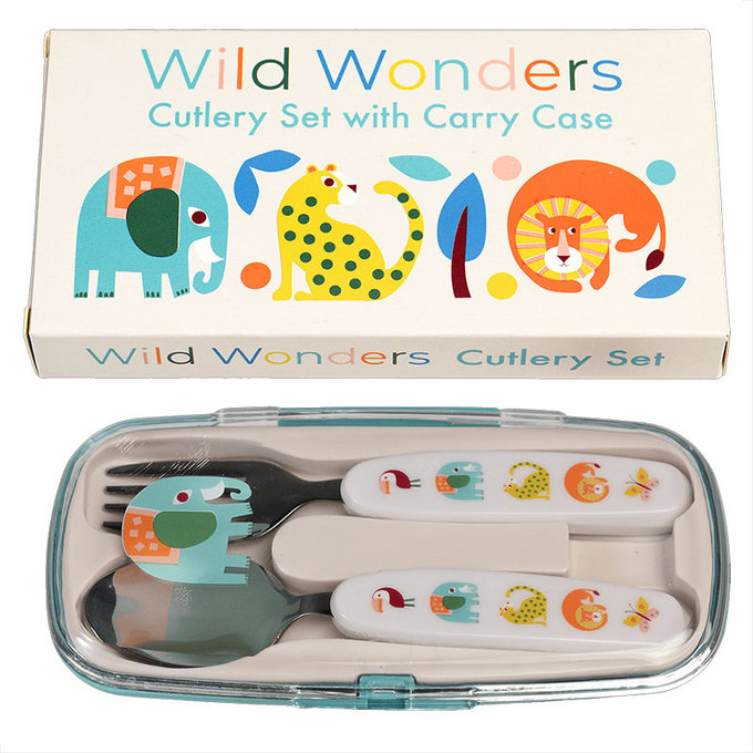 英國 Rex London 幼兒/兒童餐具2入組(附收納盒)_森林樂園_RL29125