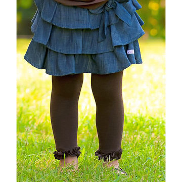 美國 Ruffle Butts 甜美公主荷葉邊內搭襪 內搭褲 保暖襪_咖啡色(RBRT002)-美國,RuffleButts,內搭褲,寶寶內搭,寶寶內搭褲,寶寶冬天,褲襪,寶寶褲襪