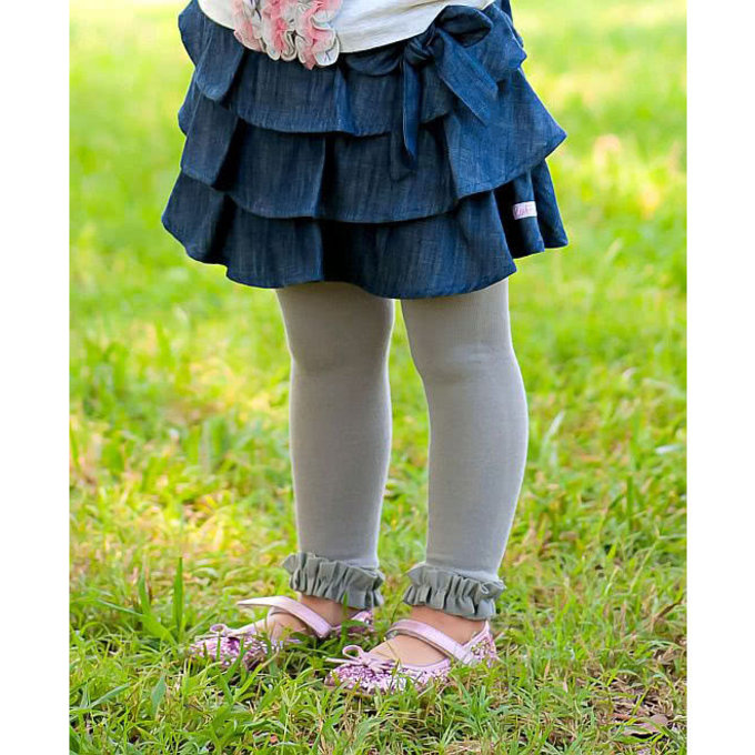 美國 Ruffle Butts 甜美公主荷葉邊內搭襪 內搭褲 保暖襪_灰色(RBRT005)